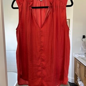 LOFT Sleeveless Tie-Neck sleeveless top in terracotta